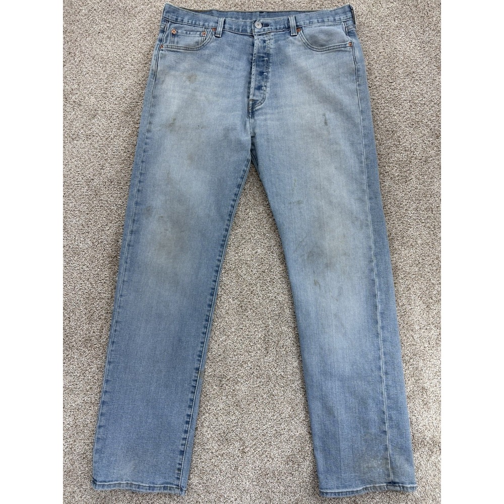 Levi's 501 Advanced Stretch Jeans Men's 36x34 Blue Unleaded‎ Light Wash Workwear